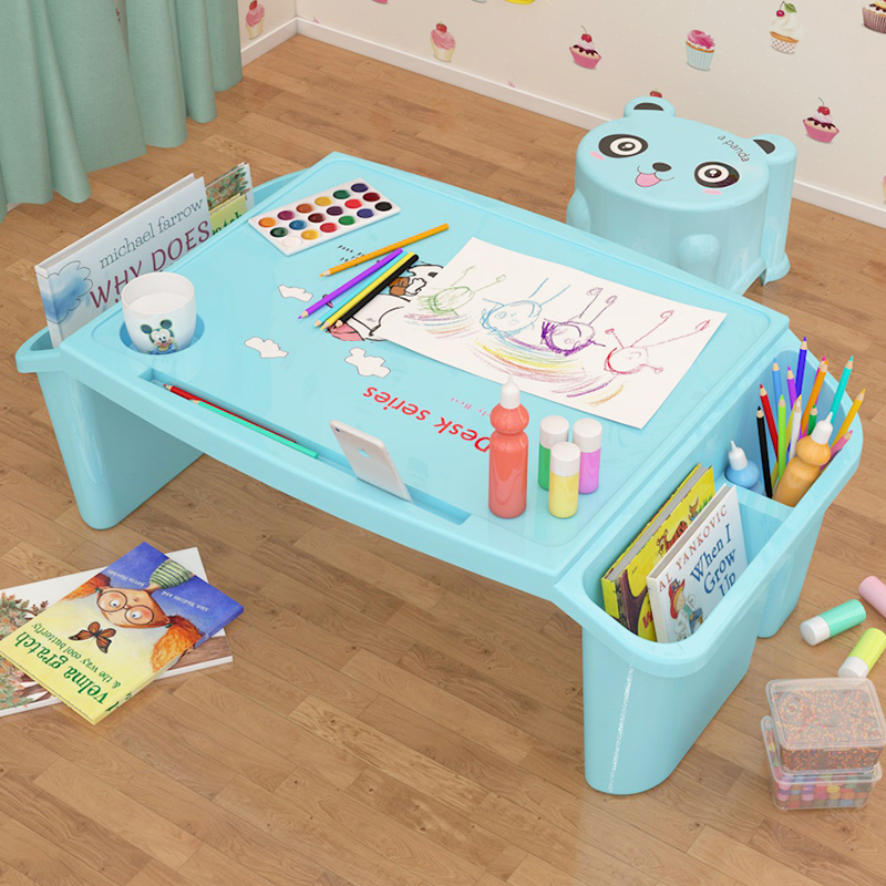Children's study table Bedroom writing table Mini plastic table Children's plastic table Bed table Round household bed table