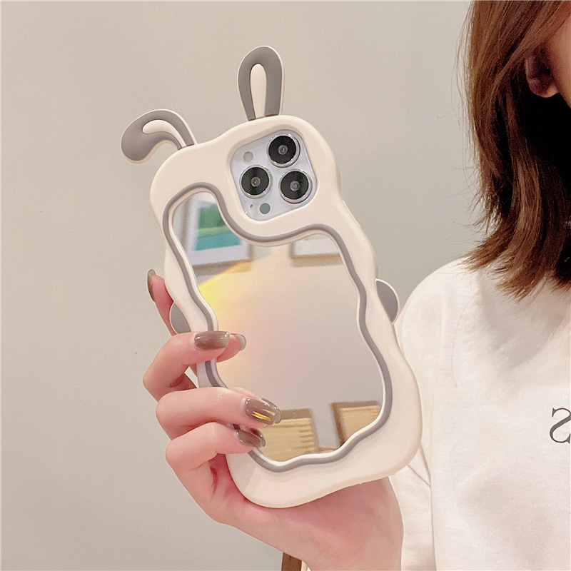 Cute Rabbit Makeup Mirror Phone Case Suitable for iPhone 17 Pro Max, iPhone 11, Apple 16/14/12, Silicone 8P Full Coverage, 15 Pro Max 3D Cute 13 Rabbit Ears XS Protective Case New Model Cute Rabbit Makeup Mirror Phone Case Suitable for iPhone 17 Pro Max, iPhone 11, Apple 16/14/12, Silicone 8P Full Coverage, 15 Pro Max 3D Cute 13 Rabbit Ears XS Protective Case New Model