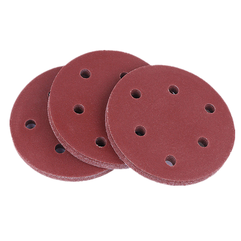 9 Inch 6 Holes Wall Wall Batch Soil Polished Dust Suction Self-Adhesive Polished Round Flocking Sandpaper Sheet Grinding Sandpaper Disc Sand