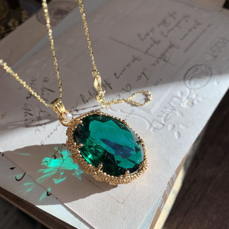 Gloria Studio Old Venice Western Antique Emerald Rhinestone Sterling Silver Necklace Collection Gloria Studio Old Venice Western Antique Emerald Rhinestone Sterling Silver Necklace Collection
