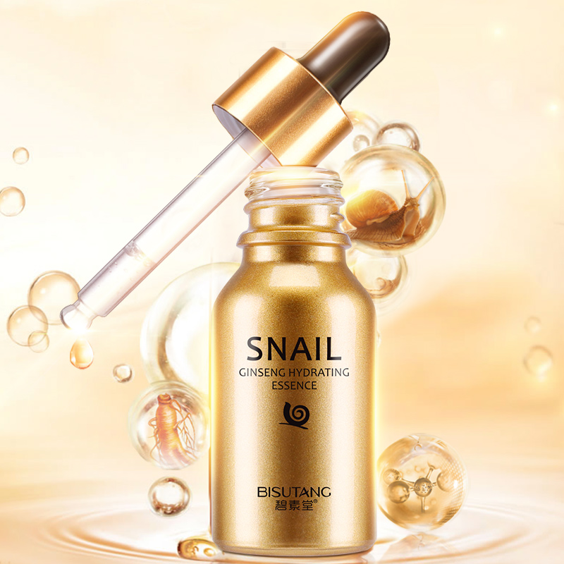 Bisutang Red Ginseng Snail Essence Facial Hydrating Moisturizing Brightens Skin Tone Shrinks Pores Students Men and Women