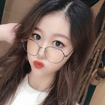 Korean version polygon glasses female makeup artifact net Red anti-blue radiation myopia frame flat mirror female round face