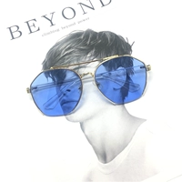 Золотая рама прозрачная синяя линза