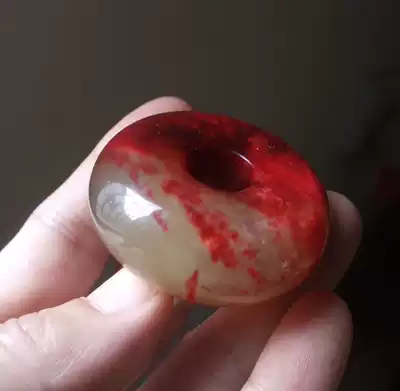 Natural chicken blood Jade safety buckle pendant chicken blood red Jade safety buckle pendant thick red and white jade buckle waist buckle neck