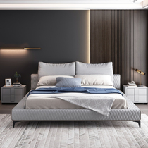 Nordic technology fabric bed Modern simple light luxury style Modern double master bedroom king bed Tatami princess 1 5 meters