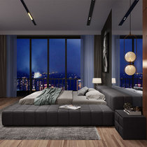 Nordic technology fabric bed Modern simple net Red bed Light luxury wind Tatami floor-to-ceiling master bedroom Japanese low bed Wedding bed