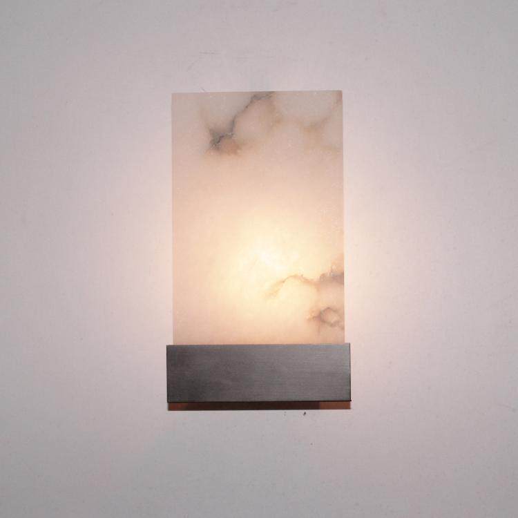 All copper post-modern light luxury marble wall lamp living room bedroom bedside Creative Square aisle modern simple wall lamp