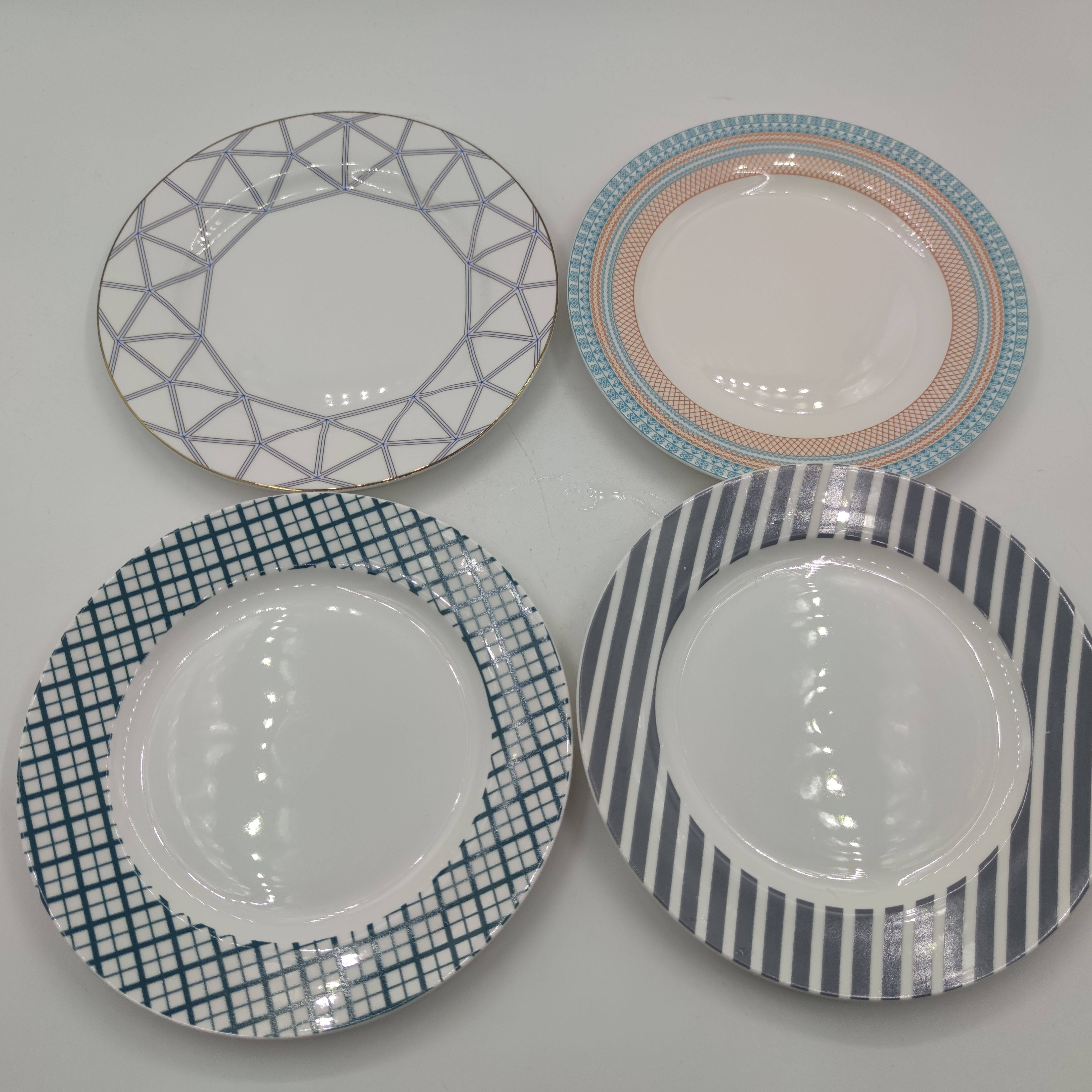 Foreign trade original single tail geometric line 7 inch flat plate