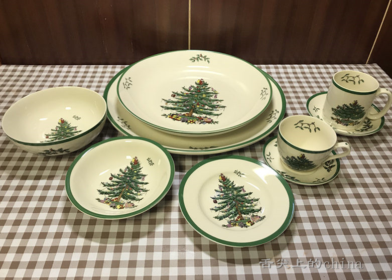 Foreign Trade Original Order British Spode Retro Christmas Bowl Christmas Plate Large Flat Plate Coffee Cup and Saucer with Slight Flaws