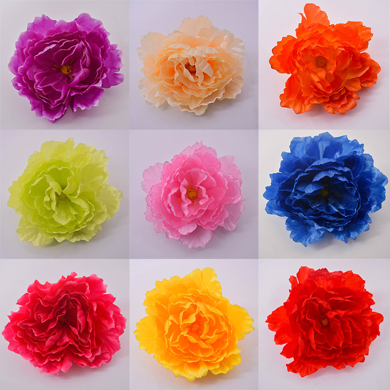 Simulation peony flower head silk flower DIY headdress fake flower interior decoration flower wedding supplies dance props immortal flower