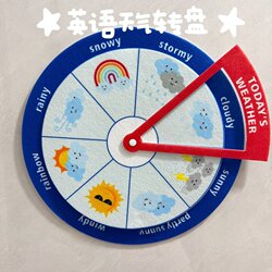 English Enlightenment Cognitive Felt Board Turntable Weather Animals Week English Classroom Word Learning Game Props for Young Children