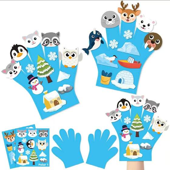 Animal Story Felt Doll Stickers Gloves Children's English Story Performance Props Baby Bedtime Story Finger Puppets