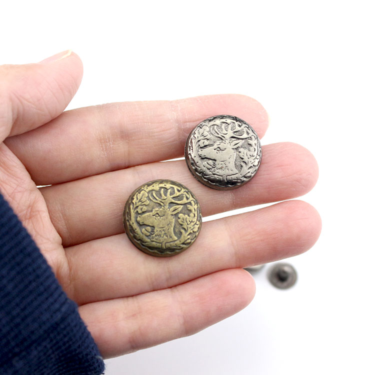 Retro Elk Deer Deer Head 633 Four Fit Button Press Buttons Concealed button Luggage Clothing Press of Artisanal Diy Clothing