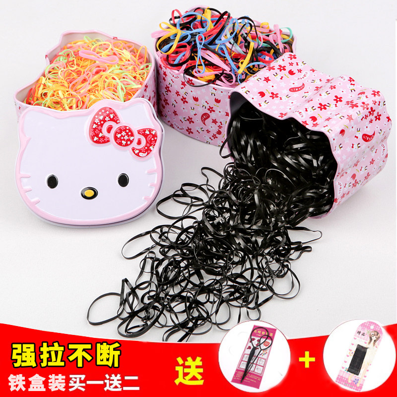 Korean version of small rubber band Girl Hair Rope Hair Rope Hair Ring Korea Leather Covered Head Rope Cute Son Ensemble Disposable Black Headwear