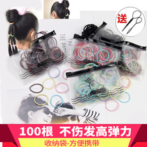 100 high elastic children Hairband little girl rubber band solid color female black braided rope rubber band Girl