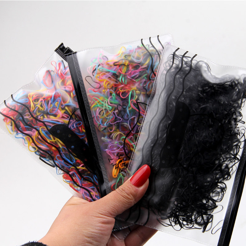 Disposable rubber band hair band small headline women's non-breaking hair band hair accessory widening small color candy color black