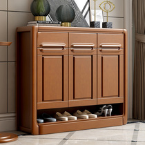 Simple modern solid wood shoe cabinet Chinese living room entrance cabinet folio 2 doors 3 doors large capacity wooden foyer cabinet
