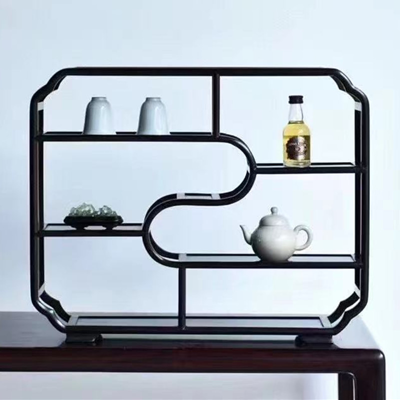 Big red rosewood bo ancient frame solid wood Chinese style purple sandalwood display stand mahogany handicraft tea set rack Duobaoge