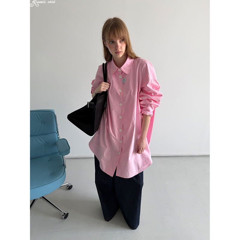 Rockrio Rarelicold Label Casual Pink Long-Sleeved Shirt Loose Shirt Jacket