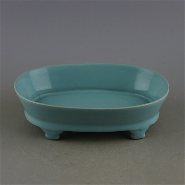 Song Ru Kiln Sky Blue Glaze Water Fairy Basin Porcelain Basin Imitation Ancient Make Old Porcelain Ancient Play Antique Retro Bogu Swing Piece Collection