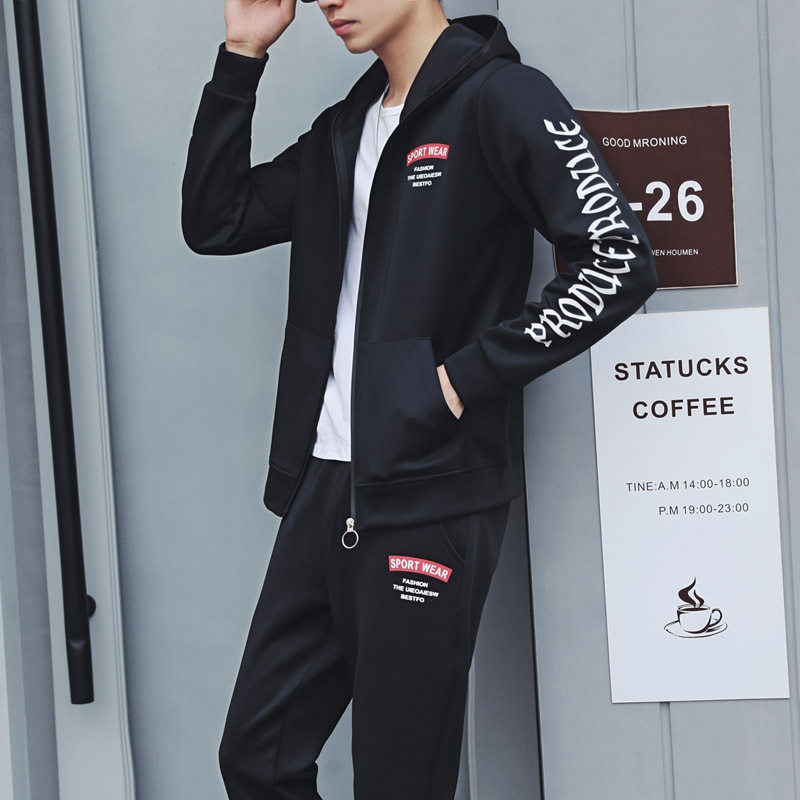 秋季套装男士卫衣韩版潮流青少年初中学生帅气两件套夏装休闲运动