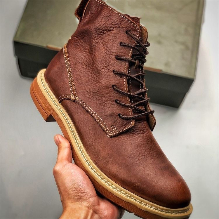 Retro Distressed Martin Boots Men's Genuine Leather British Style High-Top Work Boots Amekaji Paratrooper Boots