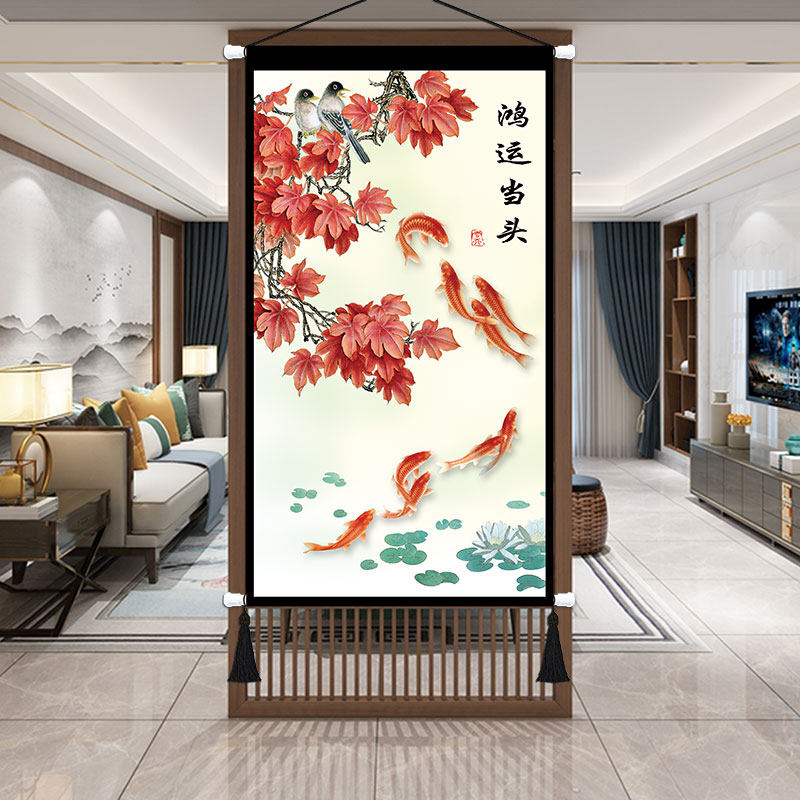 New Chinese great Hongyun When head cloth art hanging painting Xuanguan Vertical version decorated cloth painting corridor wall mural tapestry tapestry