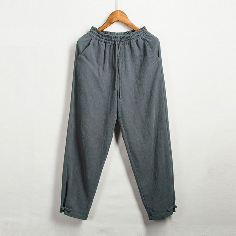 Youtian丨Chinese Style Linen Pants for Men, Loose Straight-Leg Pants, Men's Cotton-Linen Casual Pants, Spring and Autumn Ramie Long Pants