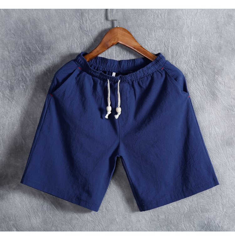 Quần lửng mùa hè quần short nam 5 quần lỏng thoáng khí phần mỏng cotton và quần linen đi biển 5 điểm quần quần nam thẳng - Quần làm việc shop đồ nam đẹp