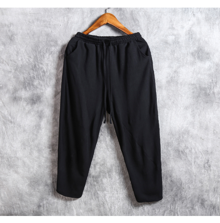 Quần vải lanh nam mùa hè lỏng lẻo cộng với phân bón XL cotton và quần vải lanh thường quần quần nam thoáng khí - 3/4 Jeans nam quan