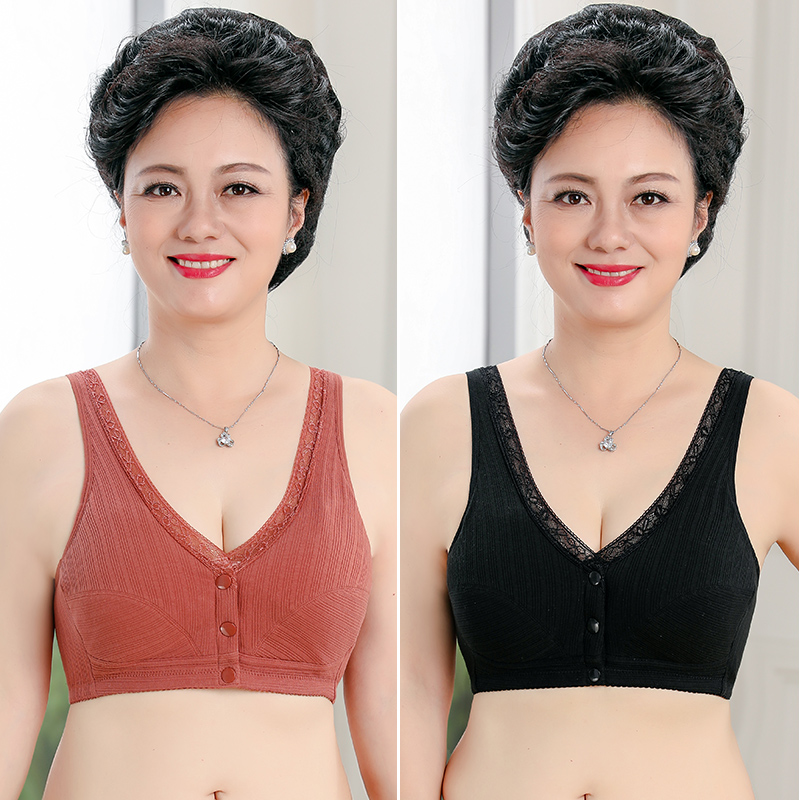 Trung niên và tuổi đồ lót mẹ womens ngực khóa không vòng thép bông eo mỏng vest-gõ lớn mã bông tụ tập áo ngực.