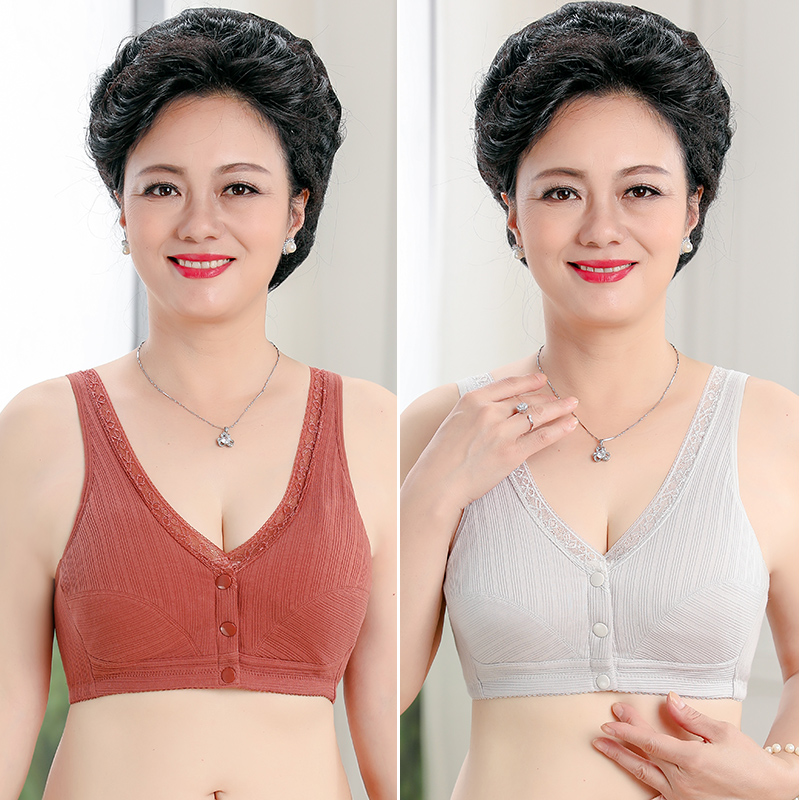 Trung niên và tuổi đồ lót mẹ womens ngực khóa không vòng thép bông eo mỏng vest-gõ lớn mã bông tụ tập áo ngực.