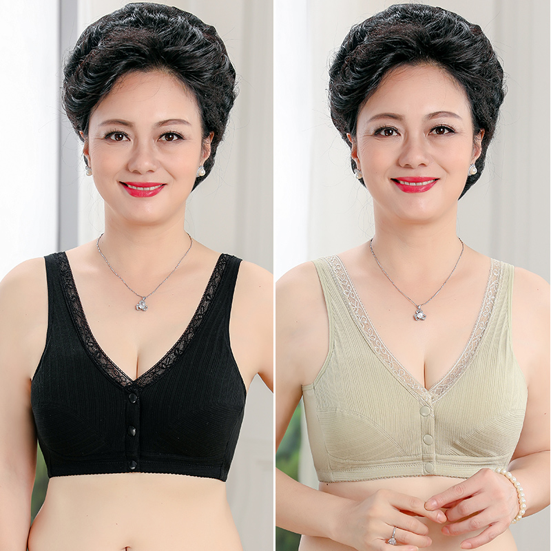 Trung niên và tuổi đồ lót mẹ womens ngực khóa không vòng thép bông eo mỏng vest-gõ lớn mã bông tụ tập áo ngực.