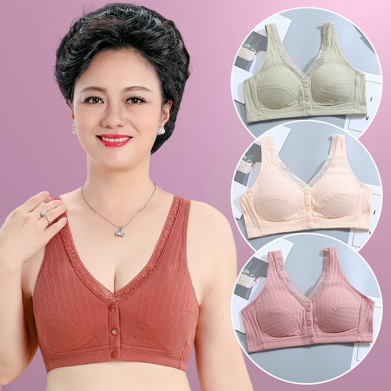 Trung niên và tuổi đồ lót mẹ womens ngực khóa không vòng thép bông eo mỏng vest-gõ lớn mã bông tụ tập áo ngực.