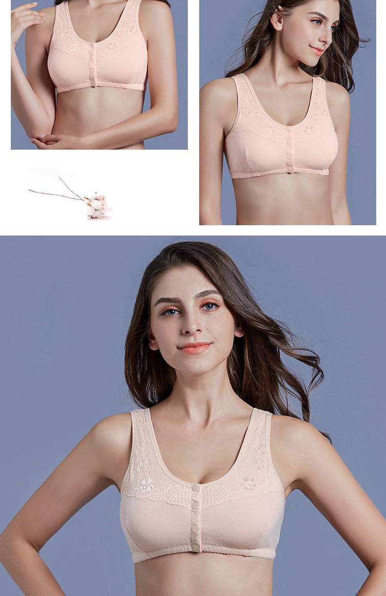 Áo lót mẹ trung tính áo ngực cỡ lớn không có vòng thép cotton trung niên mỏng kiểu vest trước khóa áo ngực áo lót cho học sinh thpt