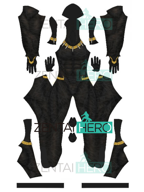 New Movie Black Panther Hero Bodysuit Erik Killmonger Black Panther Gold Necklace