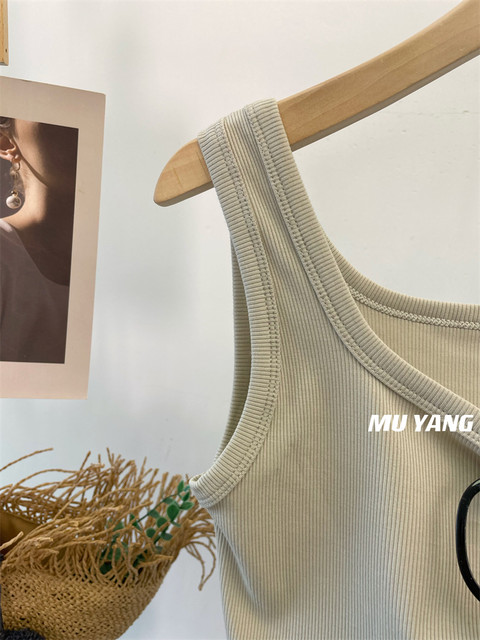 MUYANG is comfortable and comfortable! Versatile square collar fine threaded cotton vest with bottoming shirt and small vest for spring and summer