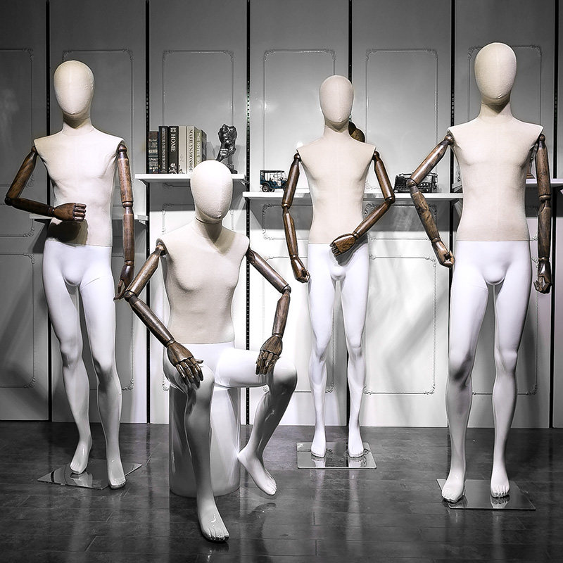 Full body Baub men's model Clothing Shop Windows Showcase Fake body solid wood Head arm sitting men's mold