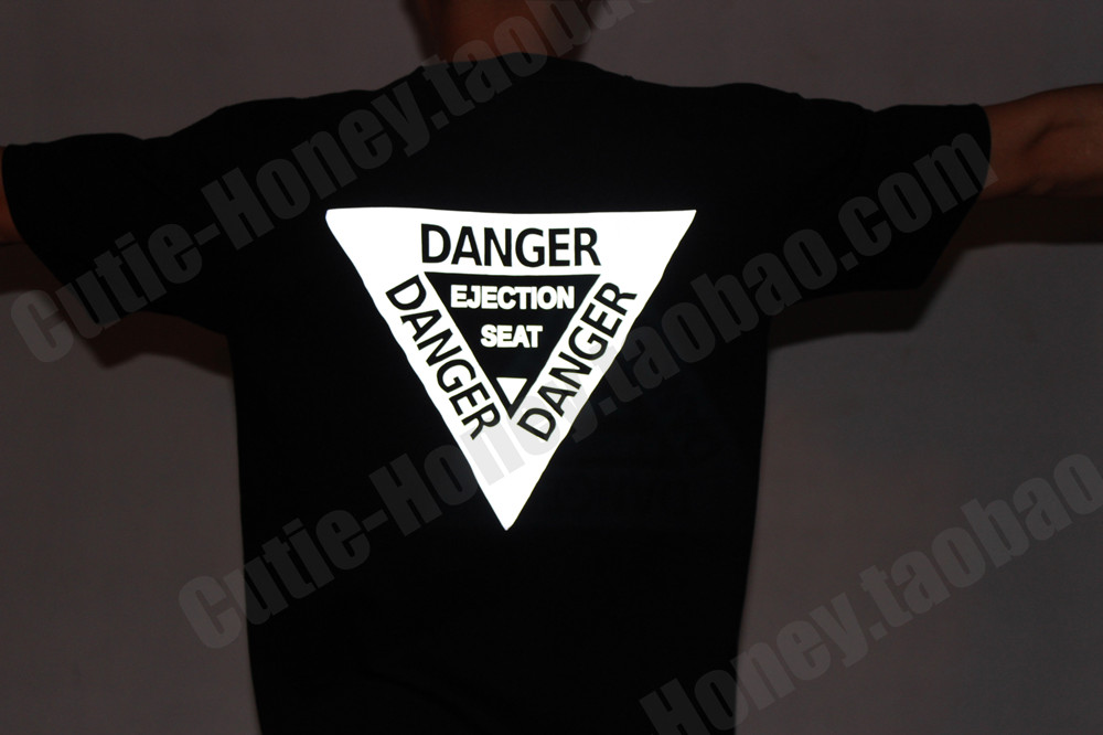 Original Fighter Jet Ejection Button Reflective DANGER Military Tactical Clothing T-shirt Short Sleeve Two Colors