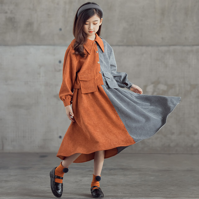 Children's suits, foreign style, big children's spring clothes, 2022 Mori skirt, girls' fashionable long skirt, two-piece parent-child trend