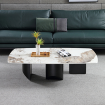 Nordic Imagery Extravagant Stone Modern Light Lavish Tea Table Small Family Rock Plate Square Tea Table Extremely Simple Stainless Steel Designer
