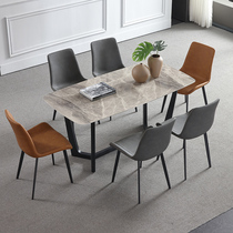 Italian Extreme Minimalist Rockboard Dining Table And Chairs Combined Bright Side Modern Minima Household Small Household Type Rectangular Marble Dining Table