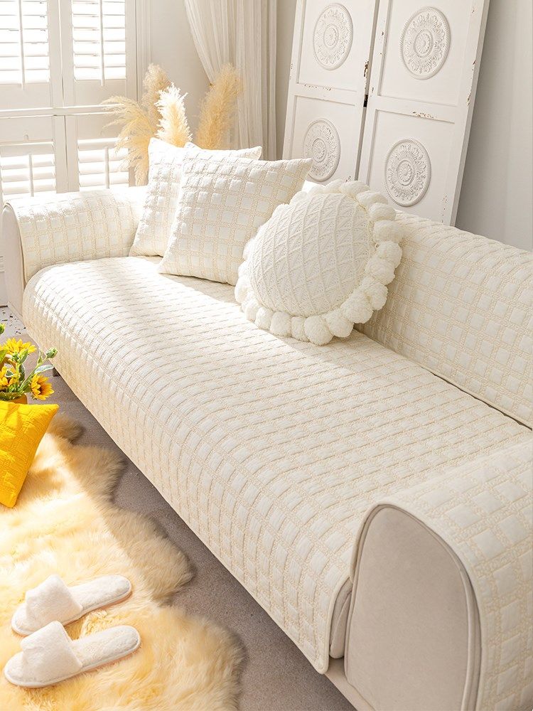 Pure Cotton Sofa Cushion Full Cotton Fabric All Season Universal Nordic Light Lavish High End Sofa Cover Cloth Anti Slip Cushion Subs