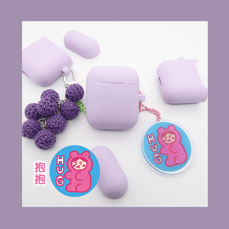 Apple 12 Generation Wireless Bluetooth Headphones Liquid Silicone Grape Purple AirPods Protective Sheath Cute Pendant Korea