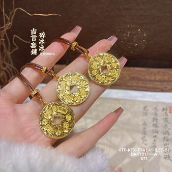 Pure silver 9999 pure silver broken ice ice coin lucky words necklace women's solid heart broken silver pendant new chinese style girlfriend gift