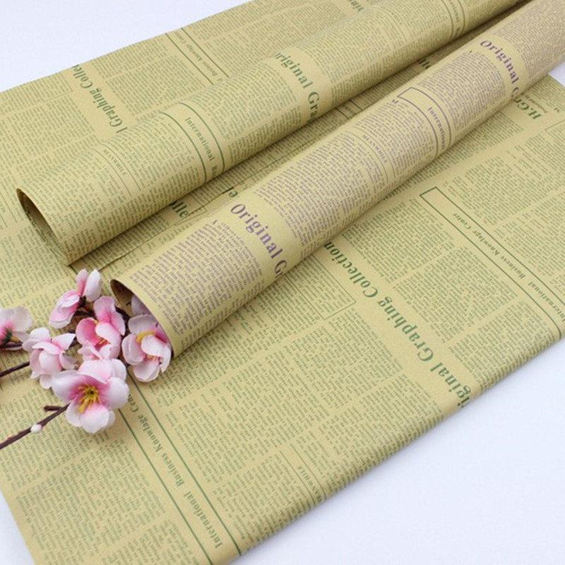 Bouquet wrapping paper Vintage English newspaper wrapping paper 10 sheets a pack of kraft paper Bouquet wrapping paper package flower paper