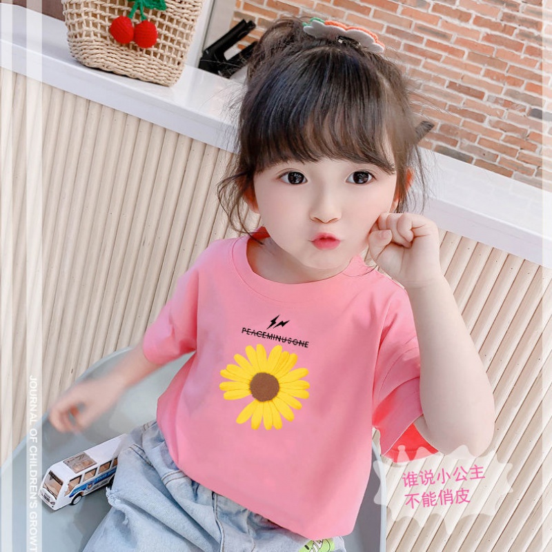 Girl's summer clothing T-shirt 2020 new casual cartoon pure color short sleeve blouses male and female baby polo jersey