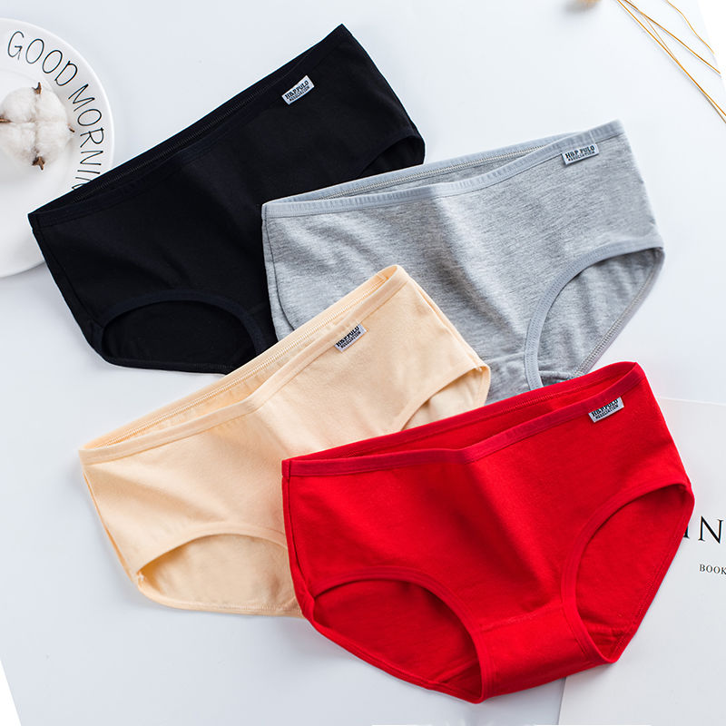 Pure Cotton Briefs Female Sexy Cotton antibacterial stall Ladies underpants waistline Summer Breathable Triangle Short Pants Head