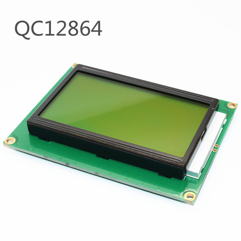 Yellow-green screen LCD12864 display with Chinese word library with backlight ST7920 serial port and port universal