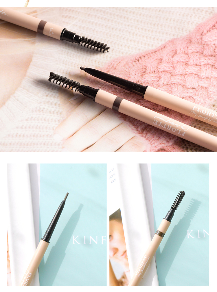 [Hai mảnh, mua ba tặng một] Hoa Florte Loriya Bút chì lông mày hai đầu - Bút chì lông mày / Bột / Stick gel kẻ mày